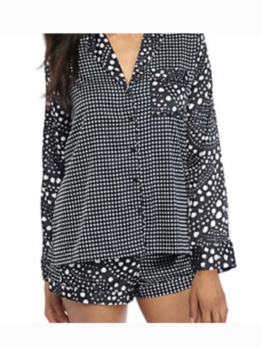 Sam Edelman Black and White Dot Satin Lounge Set Size Large NWT